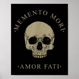 Stoic Philosophy Memento Mori Amor Fati Skull Stoi Poster