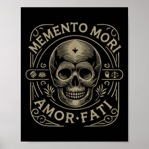 Stoic Philosophy Memento Mori Amor Fati Skull Stoi Poster
