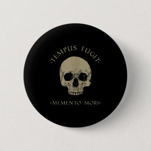 Stoic Philosophy Tempus Fugit Memento Mori Skull S 6 Cm Round Badge