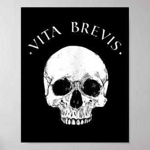 Stoic Philosophy Vita Brevis Skull Stoicism Quote Poster