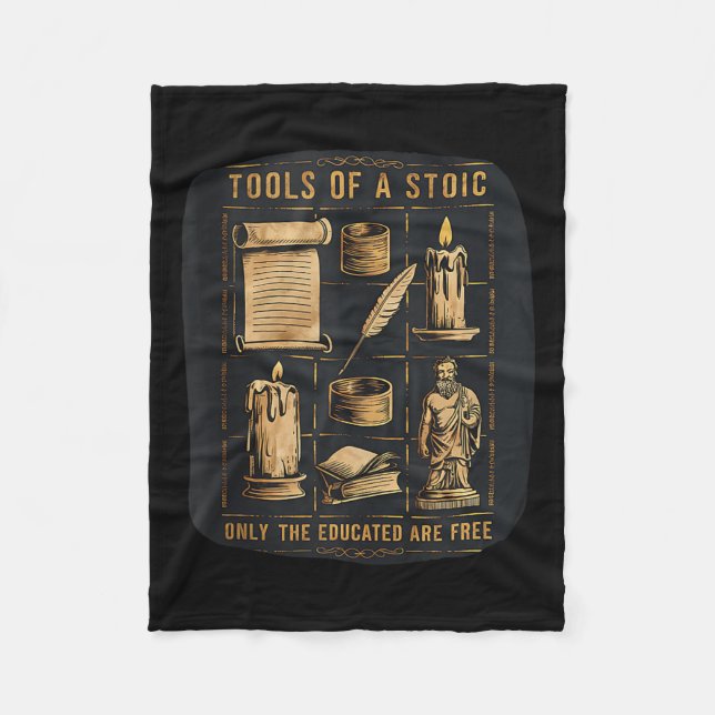 Stoic Stoicism Philosophy Quotes Virtue Wisdom Sel Fleece Blanket (Front)