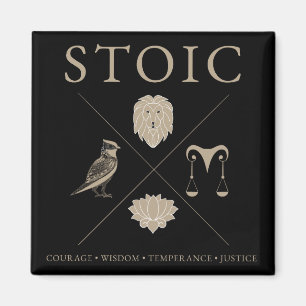 Stoic virtues, courage, wisdom, temperance,justice magnet