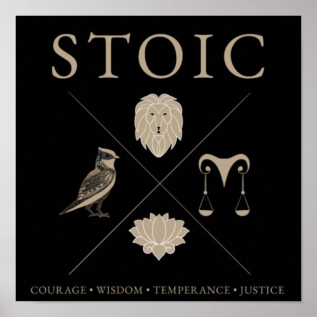 Stoic virtues:courage, wisdom, temperance, justice poster (Front)