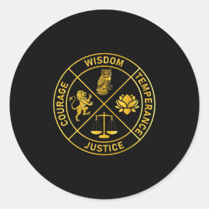 Stoic Virtues Wisdom Temperance Justice Courage St Classic Round Sticker