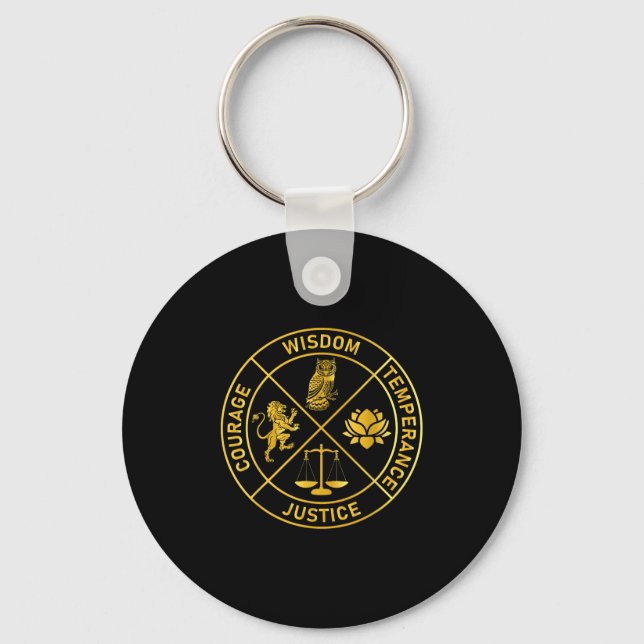 Stoic Virtues Wisdom Temperance Justice Courage St Key Ring (Front)