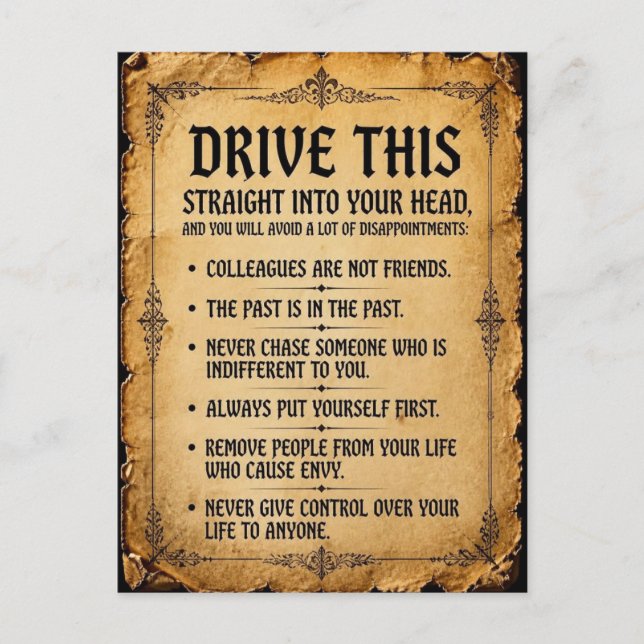 Stoic Wisdom Vintage Mediaeval Scroll Postcard (Front)