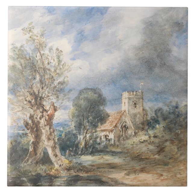 Stoke Poges Church (1834) John Constable Tile (Front)