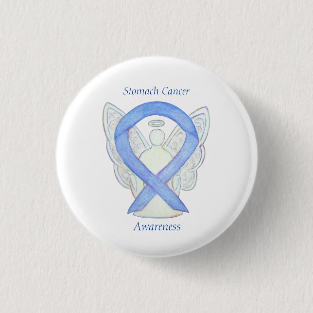 Stomach Cancer Angel Awareness Ribbon Custom Pin (Front)