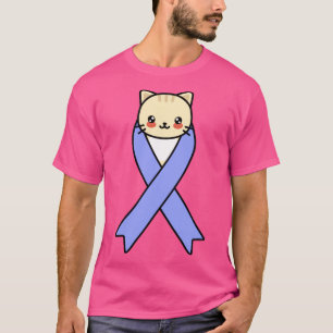 Stomach Cancer Awareness Kawaii Cat Periwinkle Blu T-Shirt