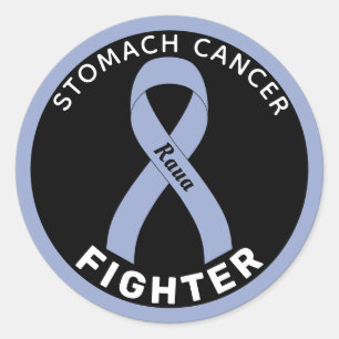 Stomach Cancer Fighter Ribbon Black Round Sticker