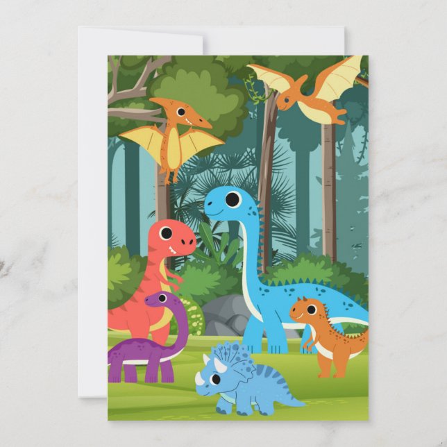 Stomp, Chomp and Roar! Dinosaur Birthday Party Invitation (Back)