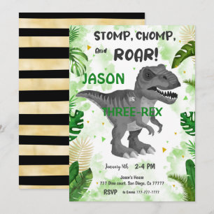 STOMP CHOMP And ROAR! Its Dinosaur  Invitation