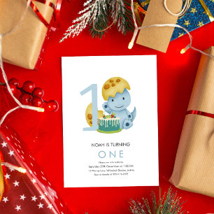 Stomp chomp Dinosaur OLIVER 1st birthday  Invitation