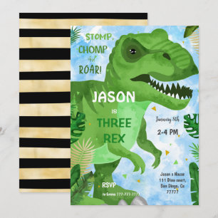 STOMP CHOMP Its Dinosaur Birthday Party  Invitation