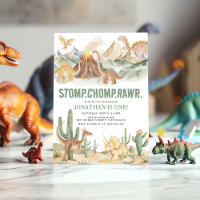 Stomp Chomp Rawr Boy Dinosaur 1st Birthday Party