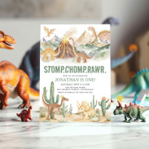 Stomp Chomp Rawr Boy Dinosaur 1st Birthday Party