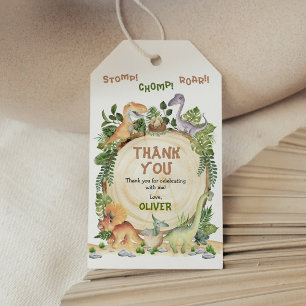 Stomp Chomp Roar Dinosaur Birthday Party Favours Gift Tags