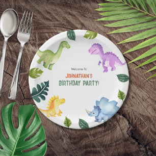 Stomp Chomp Roar Dinosaur Birthday Party Paper Plate