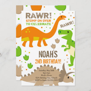 Stomp On Over Dinosaur Birthday Invitation
