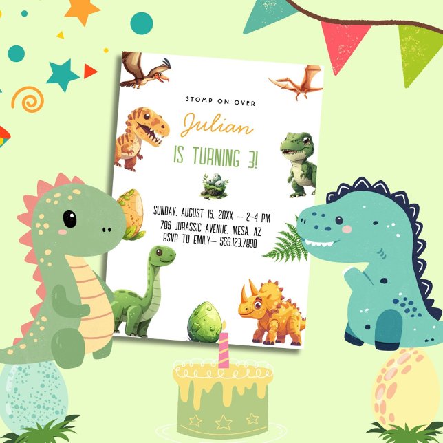 Stomp on Over Dinosaur Birthday Invitation (Creator Uploaded)