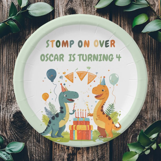 "Stomp On Over Dinosaur Birthday  Paper Plate (Creator Uploaded)