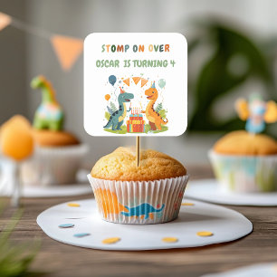 Stomp On Over Dinosaur Birthday  Square Sticker
