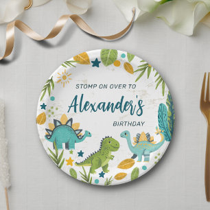 Stomp on Over Kids Dinosaur Birthday Party Paper Plate