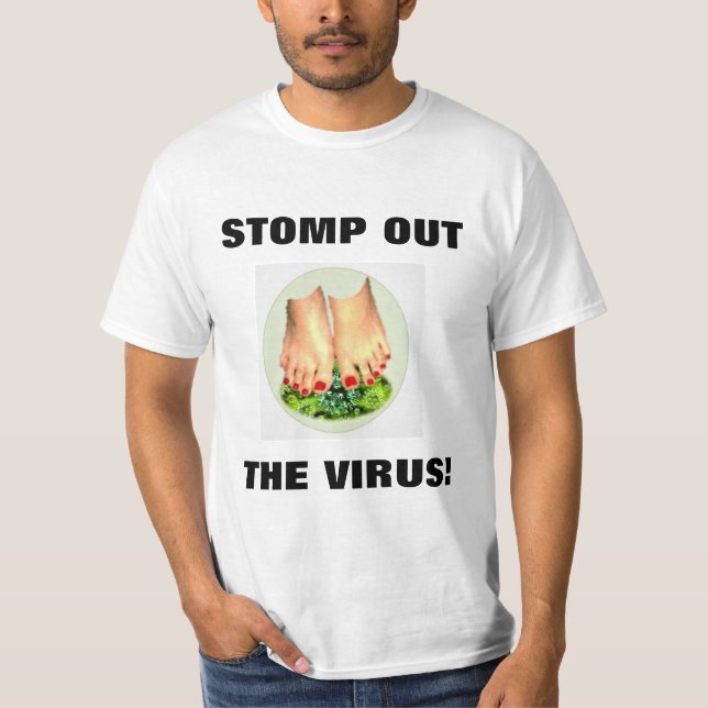 STOMP OUT THE VIRUS MEN'S WHITE SHIRT (Front)