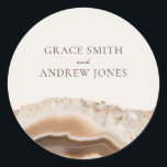 Stone Agate Marble Wedding Classic Round Sticker<br><div class="desc">Minimalist wedding stickers featuring agate marble stone background and simple chic graphic design.</div>