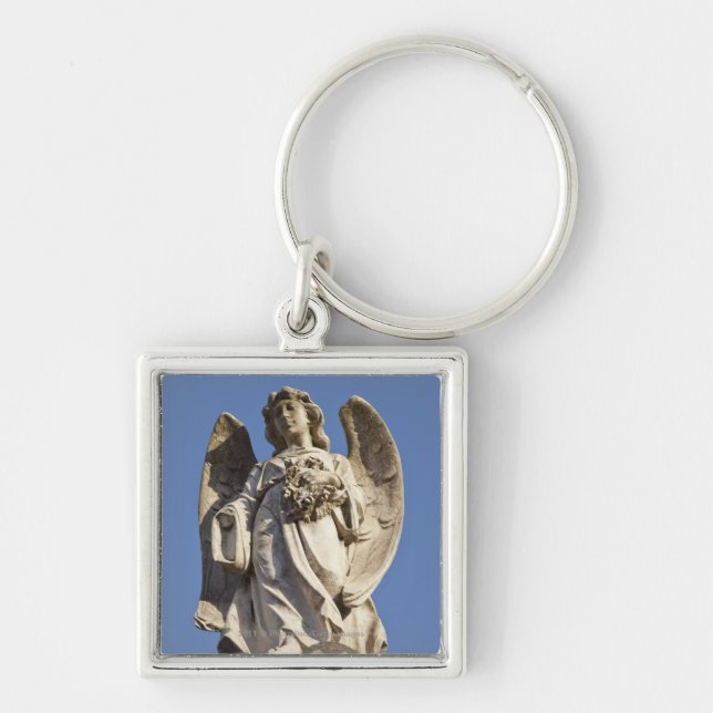 Stone Angel Looking Down Statue in Buenos Aires Key Ring (Front)