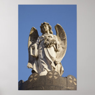 Stone Angel Looking Down Statue in Buenos Aires Poster
