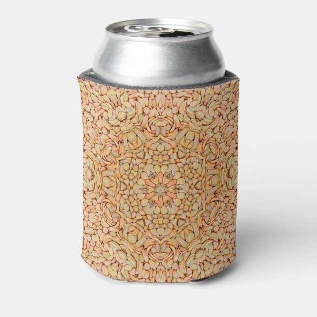 Stone Beach  Vintage Fractal Kaleidoscope Can Cooler (Can Back)