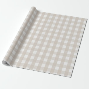 Stone Beige Buffalo Check Christmas Wrapping Paper