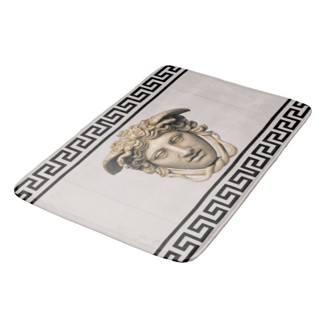 Stone Beige Medusa Greek Key Bath Mat (Angled)