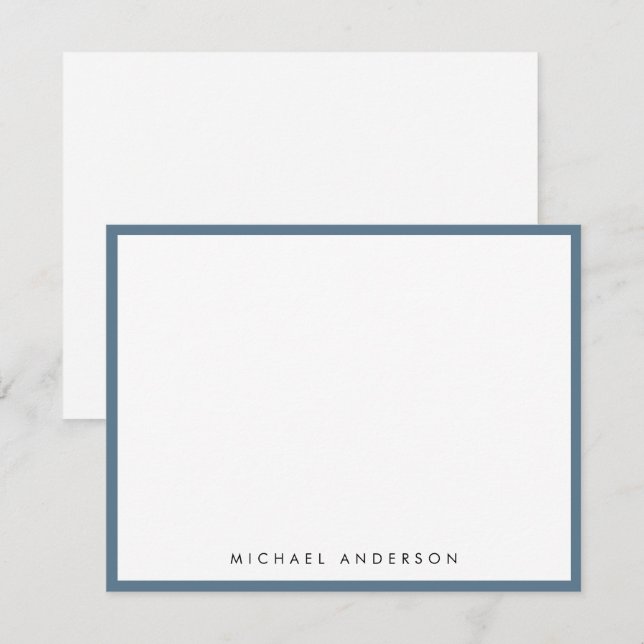 Stone Blue Classic Border Correspondence      Card (Front/Back)