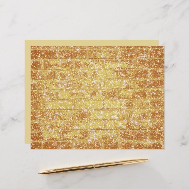Stone Brick Texture Gold Glitter Decoupage (Front/Back In Situ)