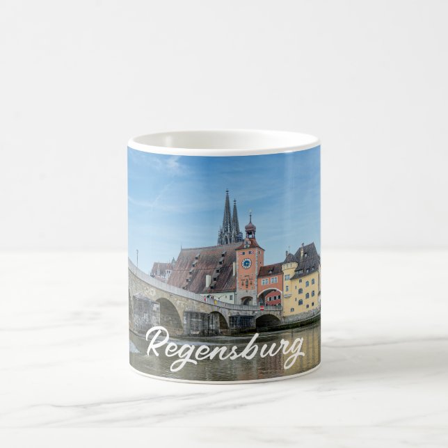 Stone Bridge in Regensburg, Germany Coffee Mug (Center)