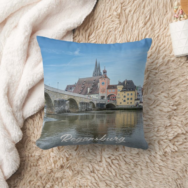 Stone Bridge in Regensburg, Germany Cushion (Blanket)