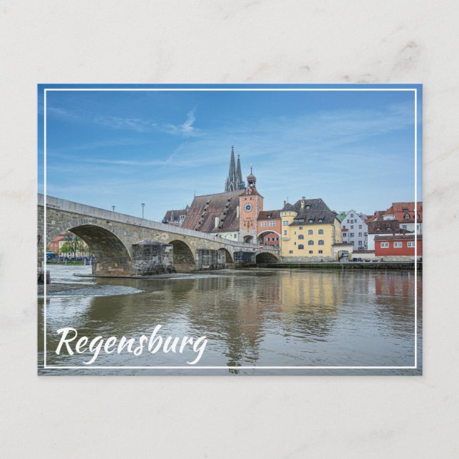 Stone Bridge in Regensburg, Germany Postcard (Front)