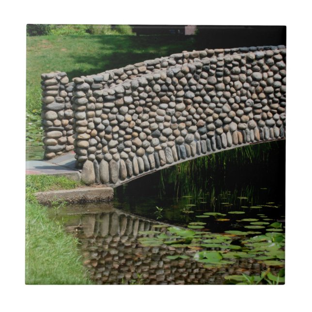 Stone Bridge Over Lily Pond Nature Tile (Front)