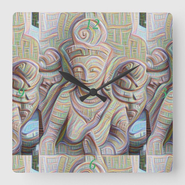 Stone carved dakinis Thunder_Cove Square Wall Clock (Front)