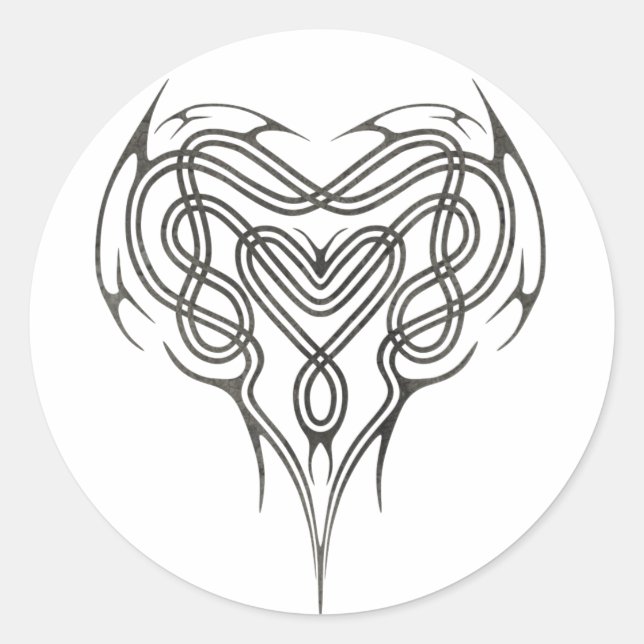 Stone Celtic Heart Knot Classic Round Sticker (Front)
