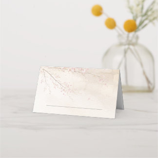 Stone & Cherry Blossom Wedding Folded Place Card