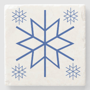 Stone Coaster - Blue Snowflakes