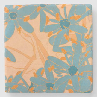 Stone Coaster Contemporary Leaf Design in Peach