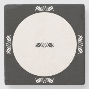 Stone Coaster - Holly Leaves in Black and White