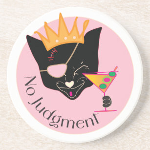 Stone Coaster - No Judgment Crowned Kitty