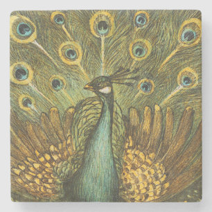 Stone Coaster Pauw met kippen, Theo van Hoytema