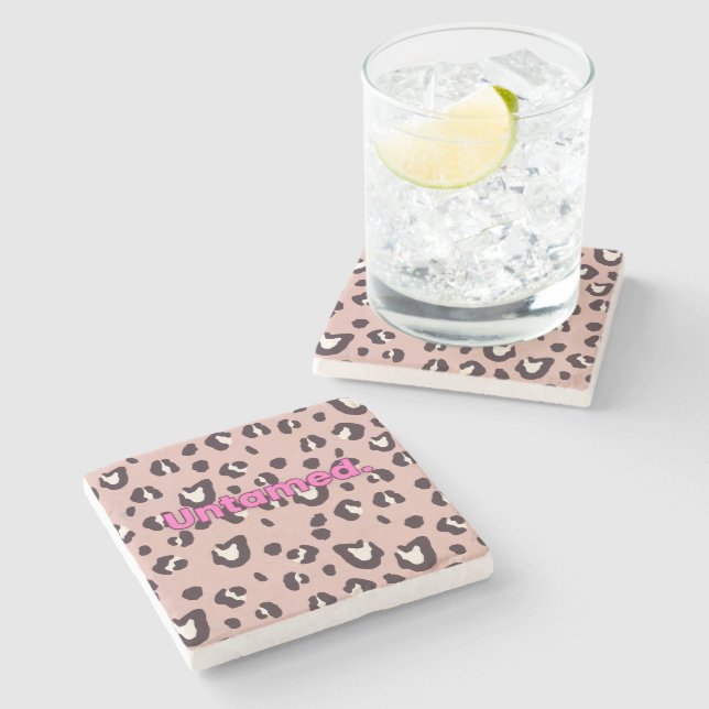 Stone coaster pink animal print (Side)