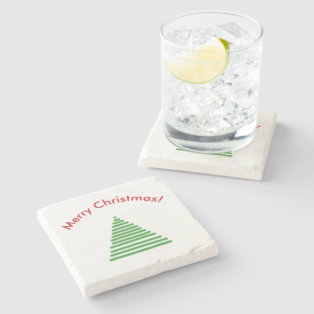 Stone Coaster - Stylised Tree with Curved Text (Side)